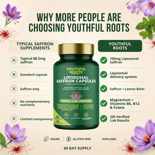 Youthful Roots Liposomal Saffron Capsules – Mood, Calm & Emotional Wellbeing Support – 60 Capsules