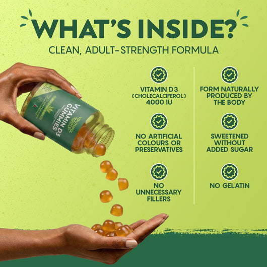 Youthful Roots Vitamin D3 Gummies | 4000 IU | 60 Vegan Gummies | Peach Flavour
