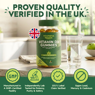 Youthful Roots Vitamin D3 Gummies | 4000 IU | 60 Vegan Gummies | Peach Flavour